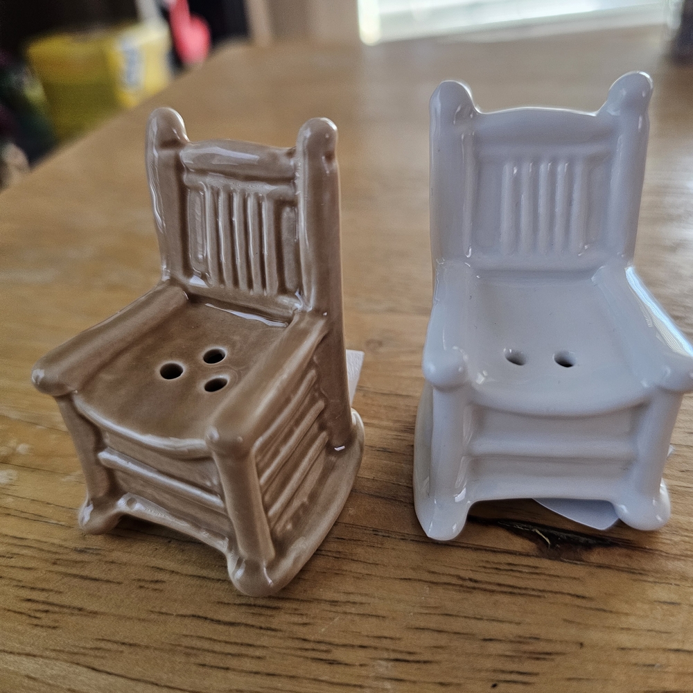 Mini Ceramic Rocking Chair Salt & Pepper Shakers - Brown and White